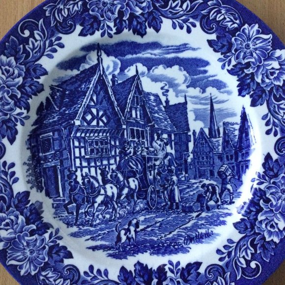Staffordshire underglaze printing Genuine hand engraved 9.5" Ironstone plate - Picture 3 of 5